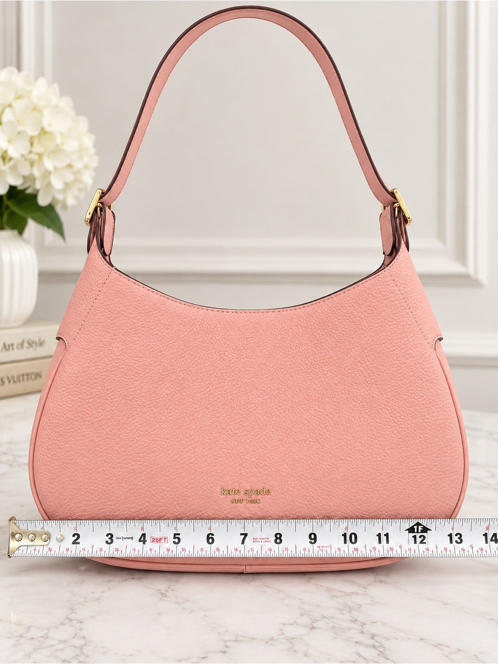 Kate Spade Pink Pebbled Leather Shoulder Bag Hobo Purse w/ Dust Bag & Strap - Picture 2 of 8